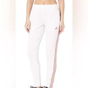 Adidas White and Red Track Pants with Signature Stripes